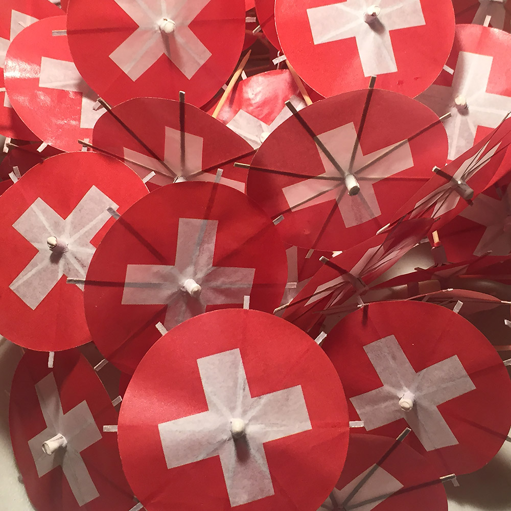 Switzerland Flag Cocktail Umbrellas Open Collage