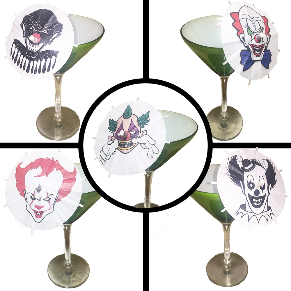 Kids’ Scary Clowns Cocktail Umbrellas